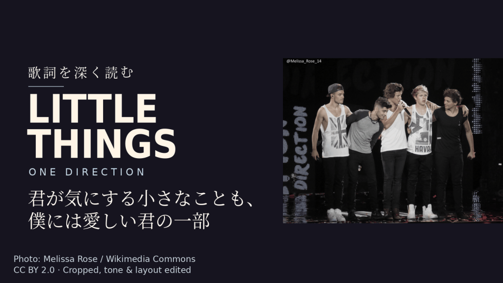 One Direction「Little Things」歌詞解説カバー。君が気にする小さなことも、僕には愛しい君の一部