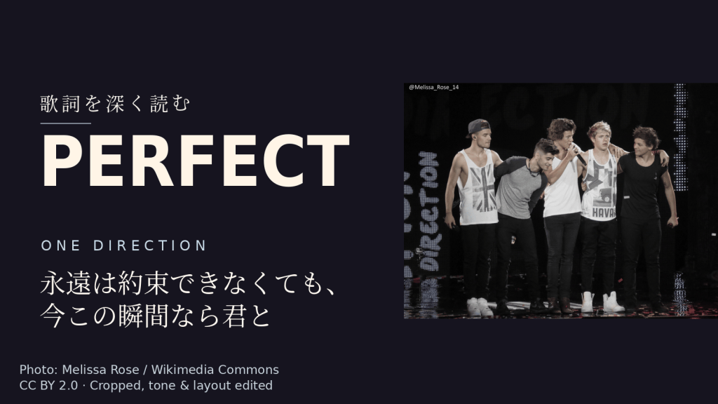 One Direction「Perfect」歌詞解説カバー。永遠は約束できなくても、今この瞬間なら君と