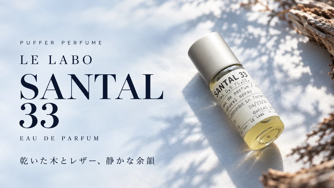 サンタル33 EDP 15mLの実写真をもとに背景・光・文字を編集した画像